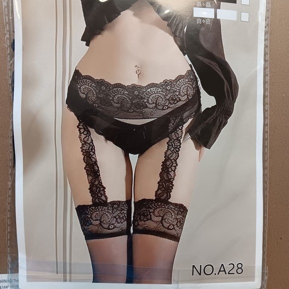 The Unbranded Brand Accessories - Floral Suspender Garter Pantyhose One Size Black Mesh Sexy Lingerie New Cosplay